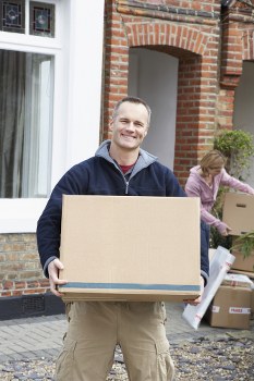 Removal van loaded with household items for transport