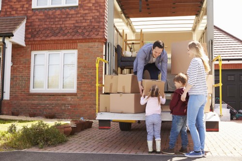 Commercial moving team preparing a Barnes office relocation