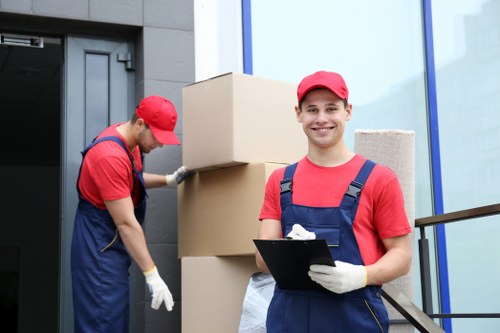 Furniture removals team preparing items for a move in Barnes