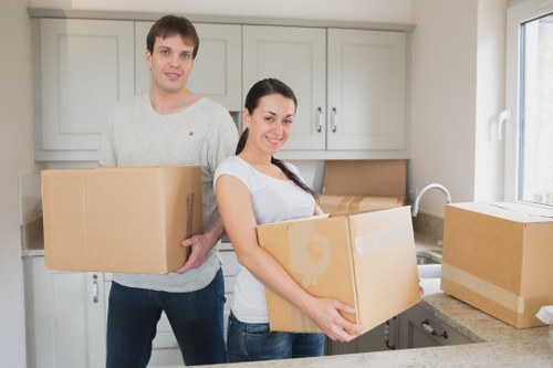Grand piano moving preparation in a Barnes home